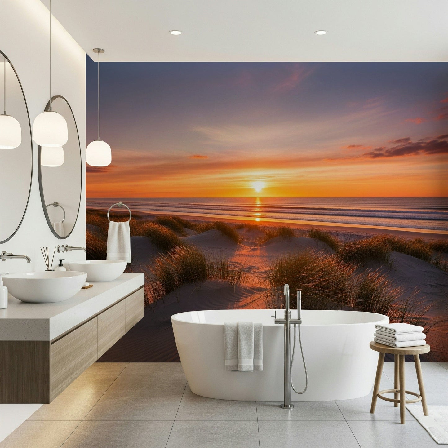 Abstract golden sand waves wallpaper in a contemporary lounge, GD7888