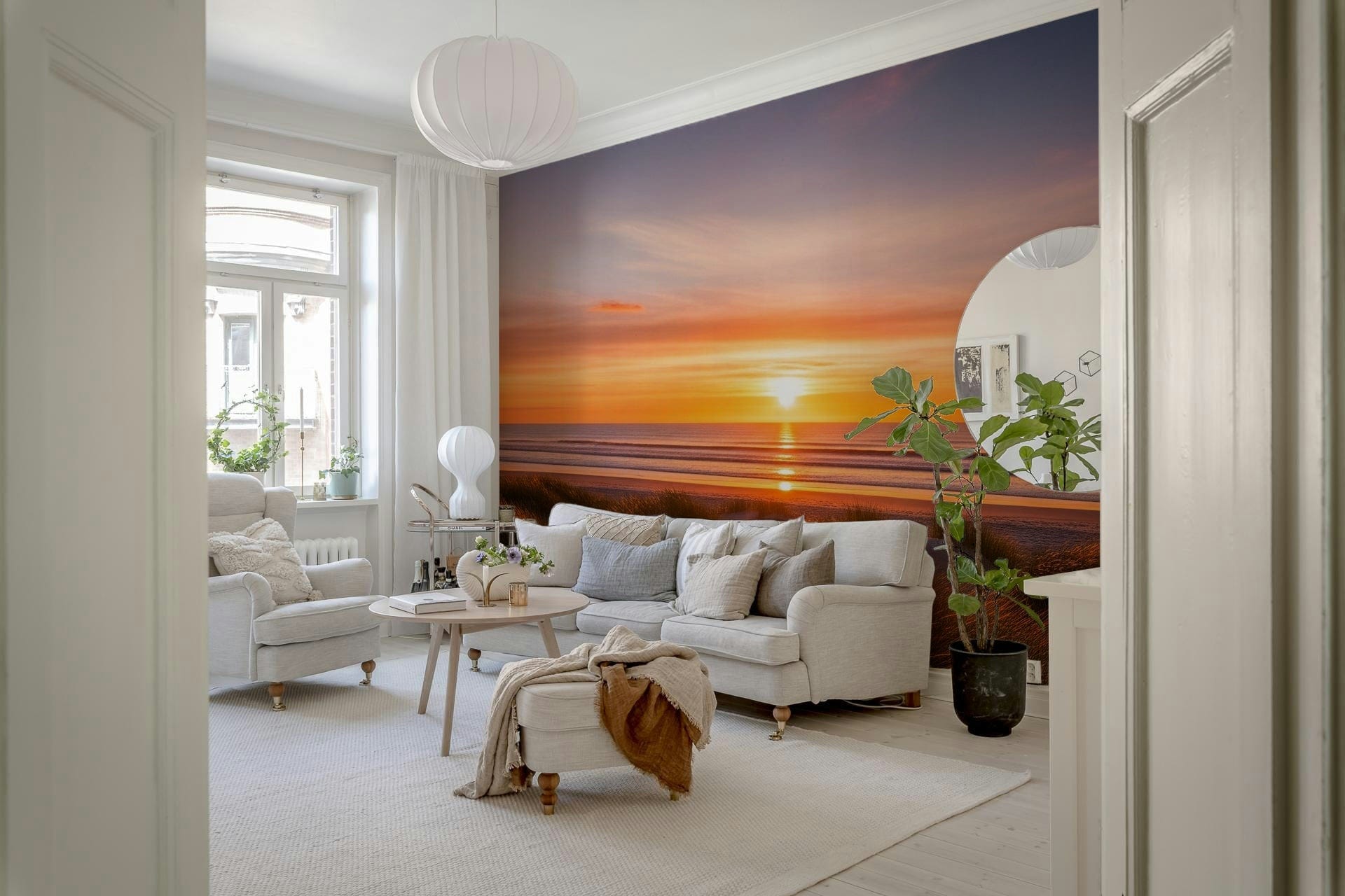 Golden Dune Dawn Wall Mural with earthy tones for home decor, GD7888