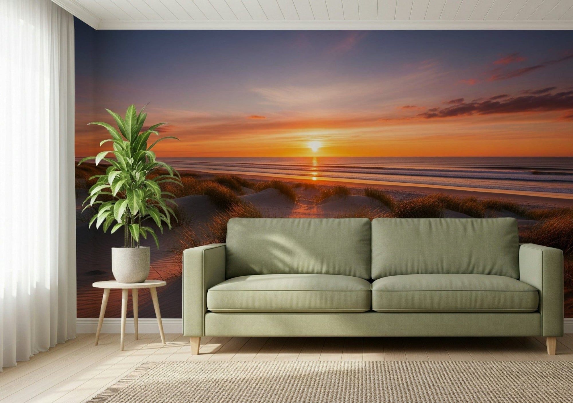 Golden Dune Dawn Wall Mural in a modern living room setting, GD7888