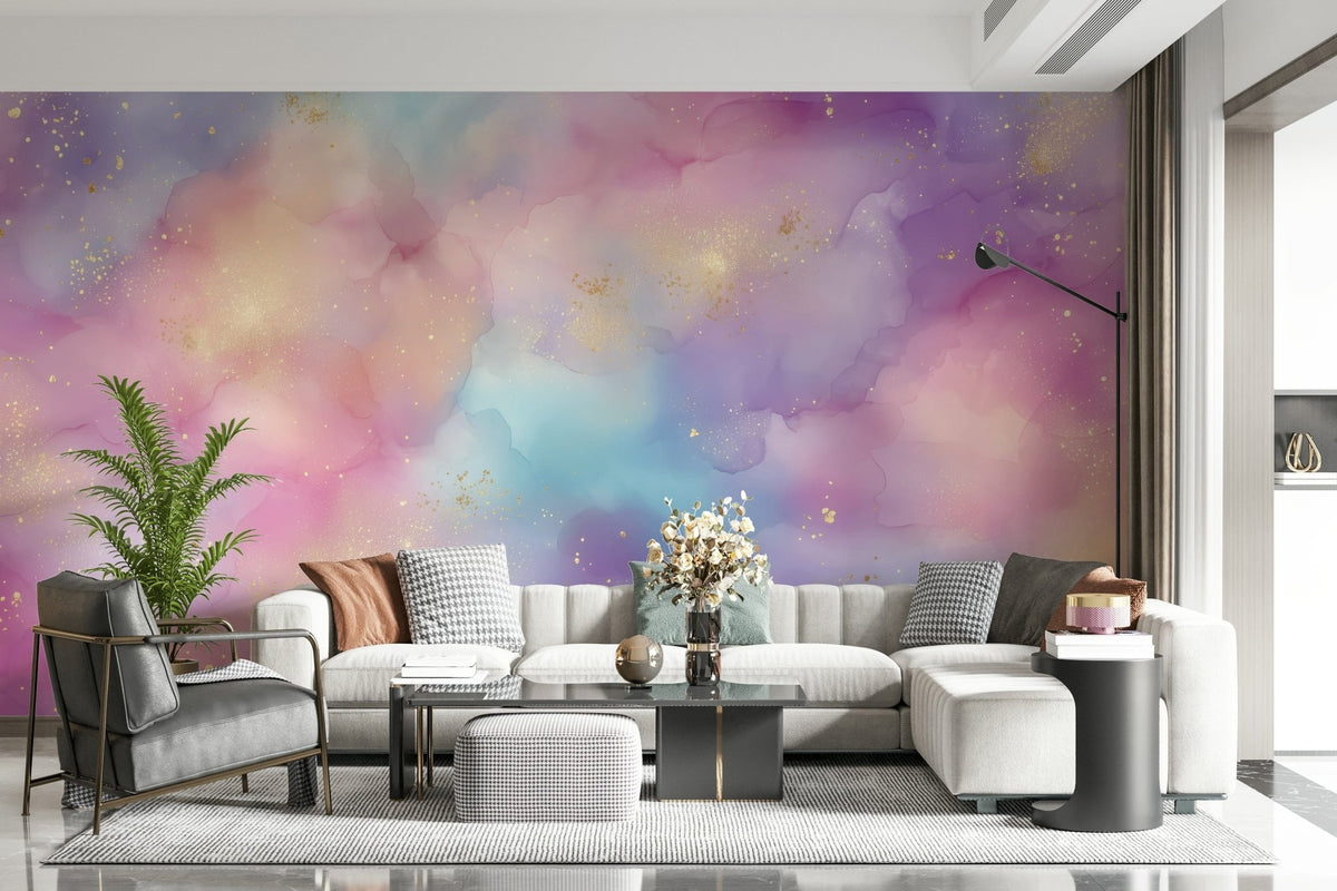 Ethereal atmosphere within Golden Dust Fantasy wallpaper mural., GD7441