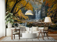 Nature inspired Golden Falls Wall Mural for a professional home office