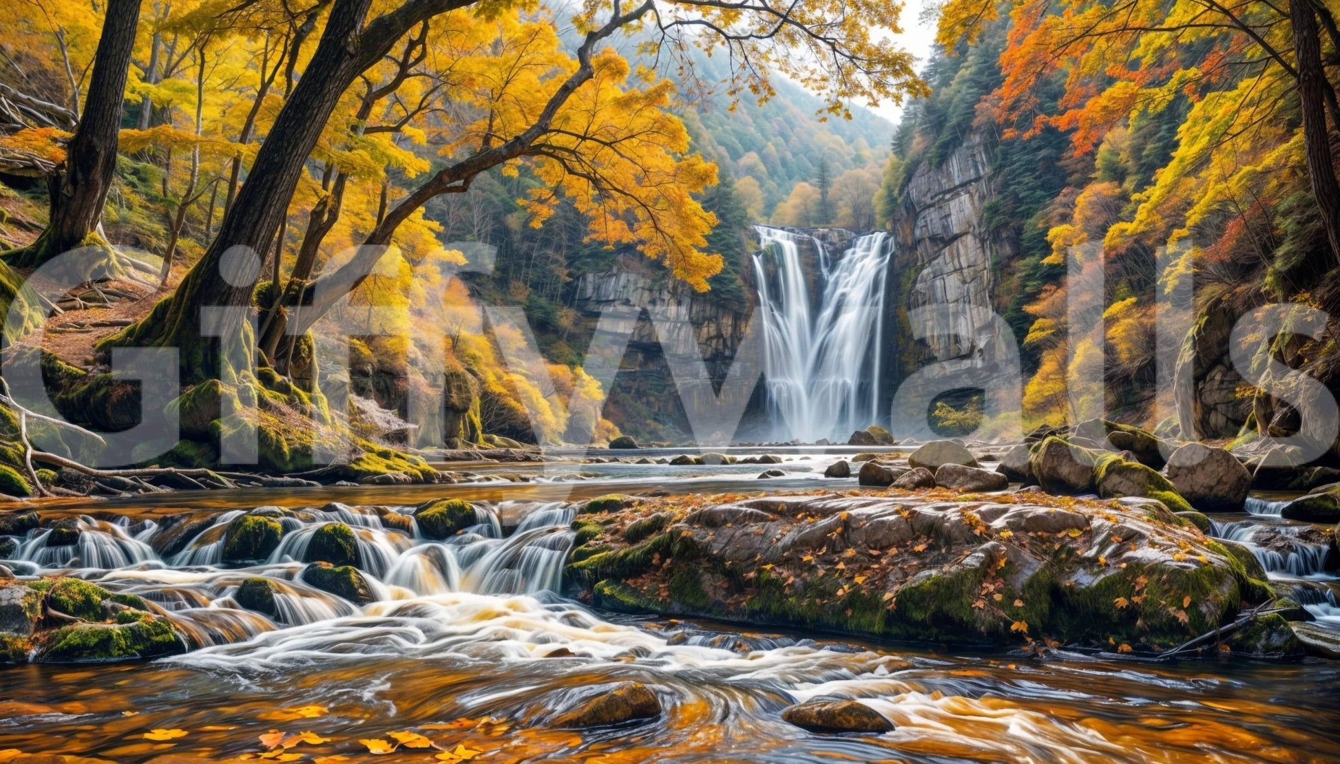 High quality Golden Falls Wall Mural for home décor