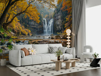 Serene water feature wallpaper for a guest room accent wall