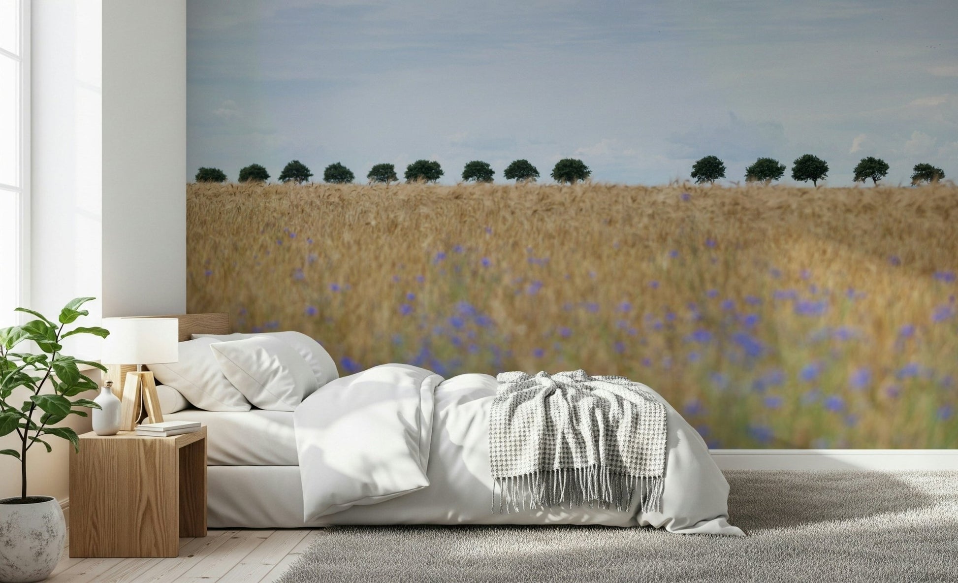 A classic meadow scene wallpaper for walls.