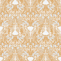 Soft ivory-blue motifs sit on a sunny golden field across the wallpaper
GD9505