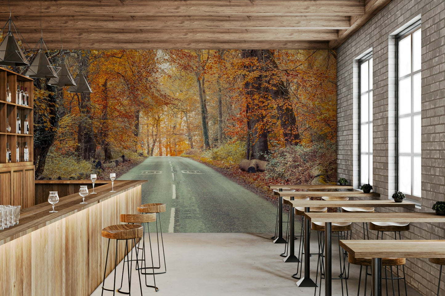 Rustic woodland path wall covering, GD2027