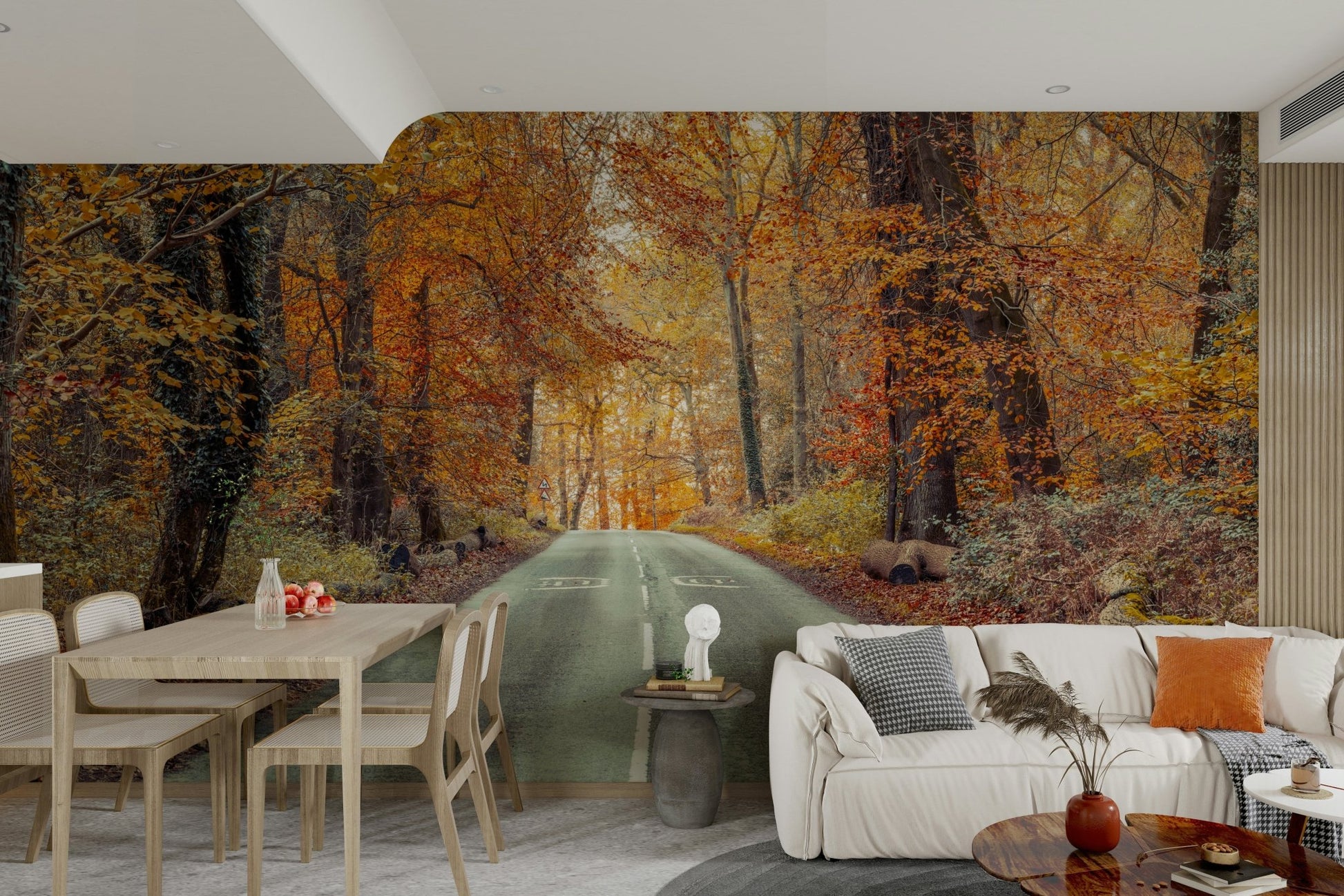 Scenic golden woodland path mural, GD2027