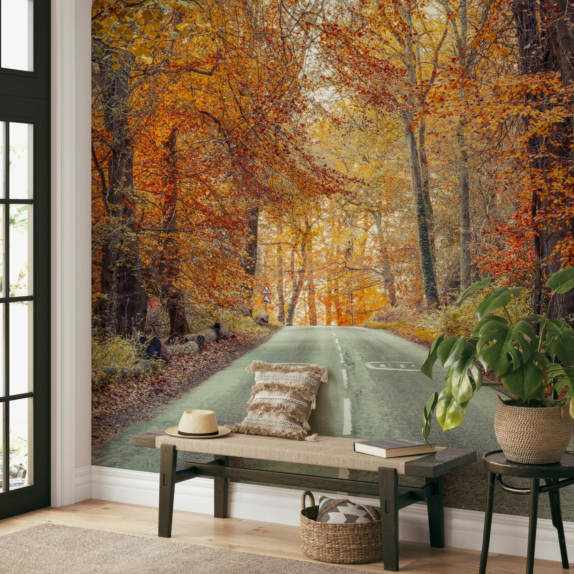 Autumn forest path wallpaper mural, GD2027
