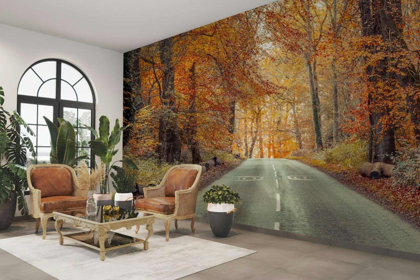 Warm fall forest wallpaper for walls, GD2027