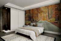 Nature trail mural with golden tones, GD2027