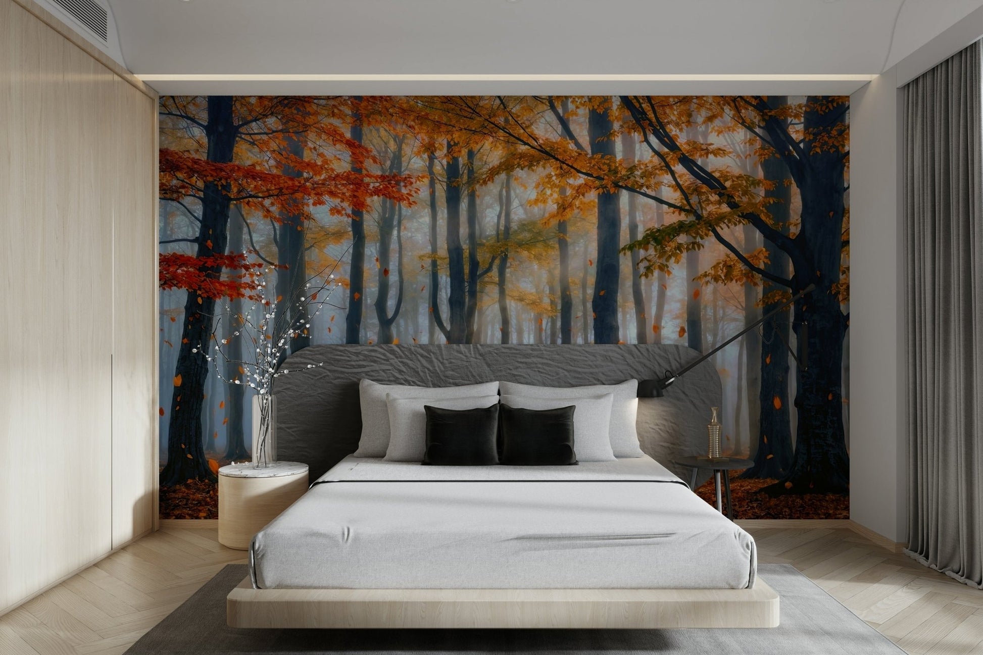 The trees have golden and yellow leaves.

