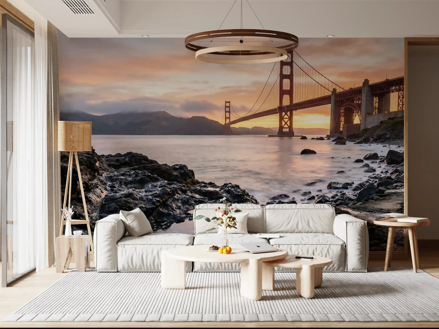 Sunset light catches the Golden Gate Bridge towers in this coastal wall mural.
GD9532