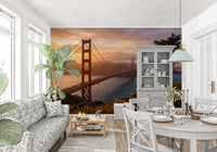 Coastal sunset wall mural with Golden Gate Sunset Vista warm light scene