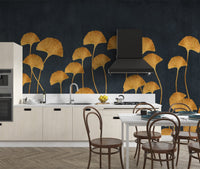 Golden Ginkgo Leaves Wallpaper Design

