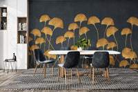 Minimalist Golden Ginkgo Leaves Pattern
