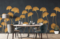 Elegant Golden Ginkgo Leaf Pattern
