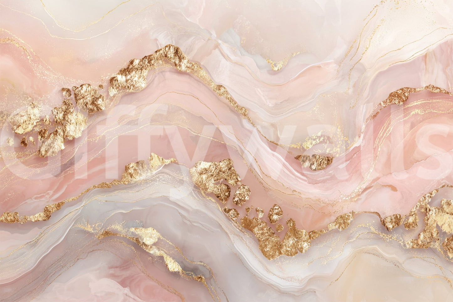 Golden Glamour Girly Marble Veins Wall Mural