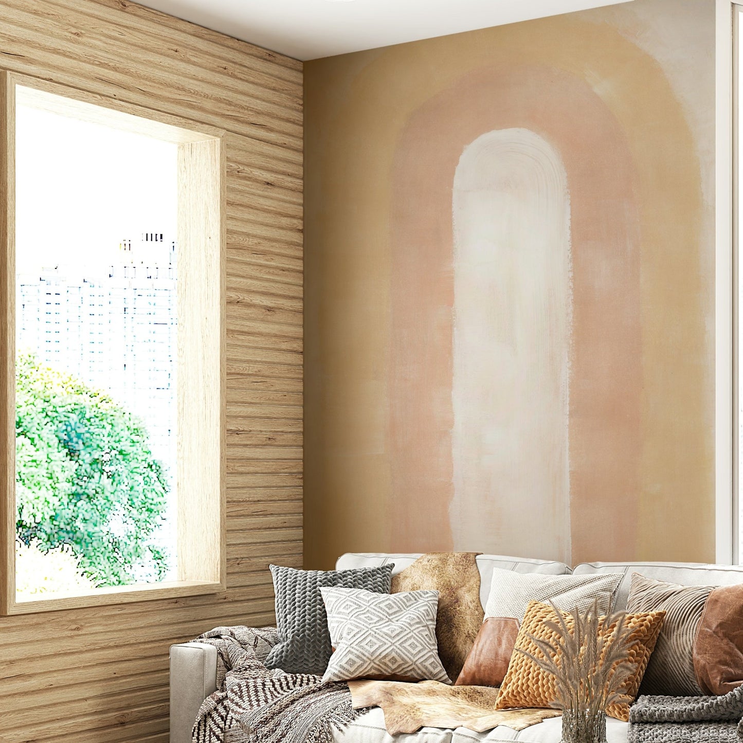 Abstract arch wallpaper in gold GD267

