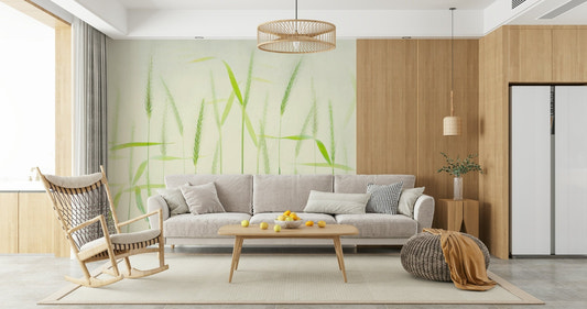 A beautiful golden grain wallpaper mural of a wheat field.