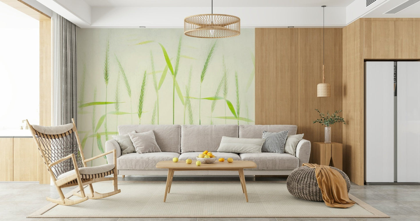 A beautiful golden grain wallpaper mural of a wheat field., GD5223