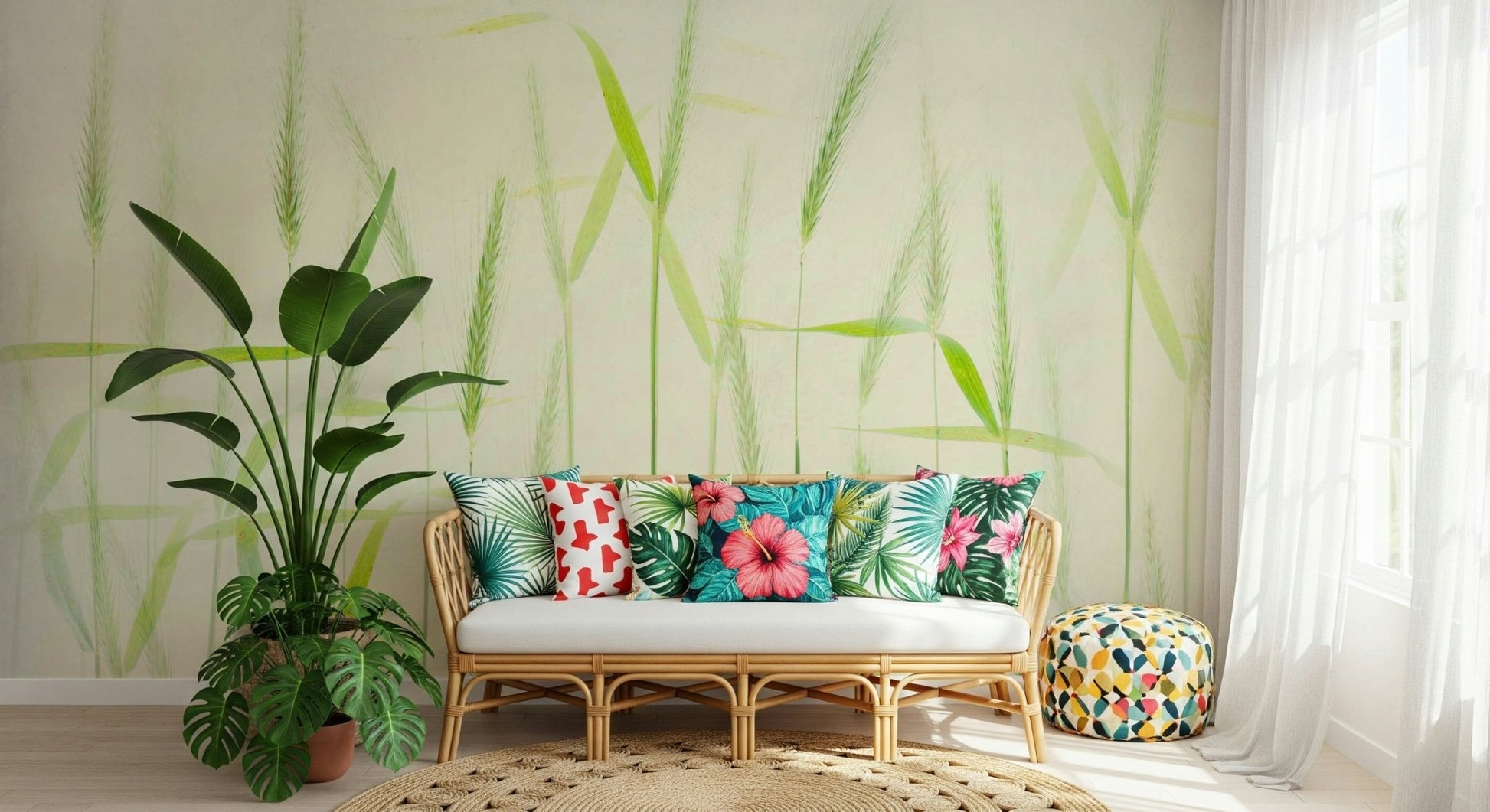 A peaceful open country mural on decorative wallpaper., GD5223