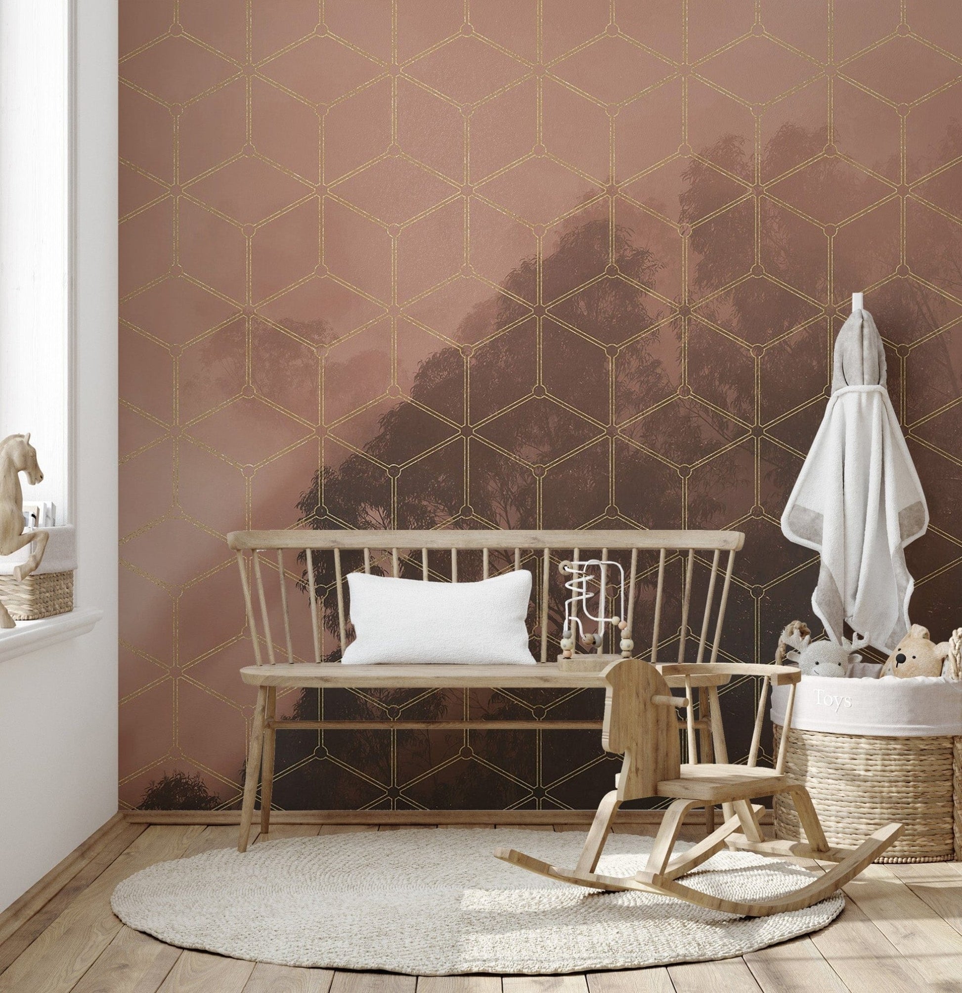 Modern Forest with Gold Highlights Wallpaper C481
