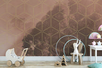 Abstract Golden Forest Grid Mural C481
