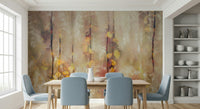 A beautiful wide-angle wall mural of a serene wood.