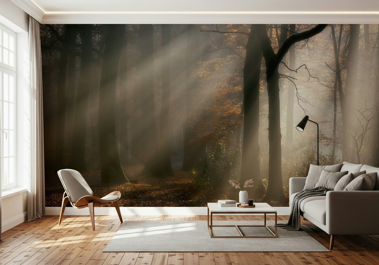Golden Haze wallpaper, forest sunlight beams.