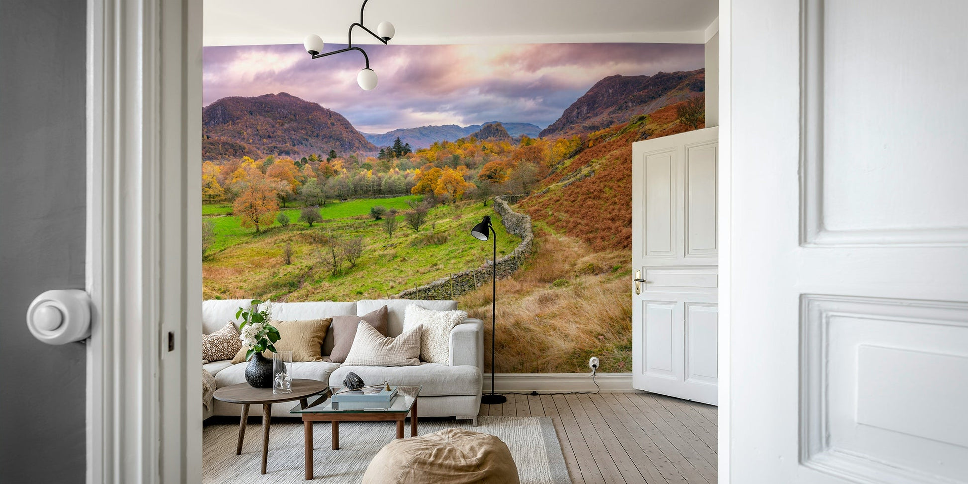 Sunrise or sunset scene.

