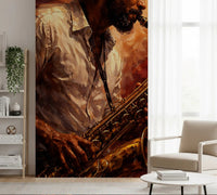 Golden Horn Fiery Soul wall mural with rich color texture art, GD9423