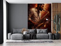 Living room Golden Horn Fiery Soul wall mural saxophone art, GD9423
