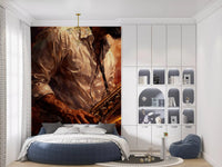 Bedroom styled with Golden Horn Fiery Soul music wall mural, GD9423