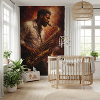 Saxophone player wall mural Golden Horn Fiery Soul artwork, GD9423