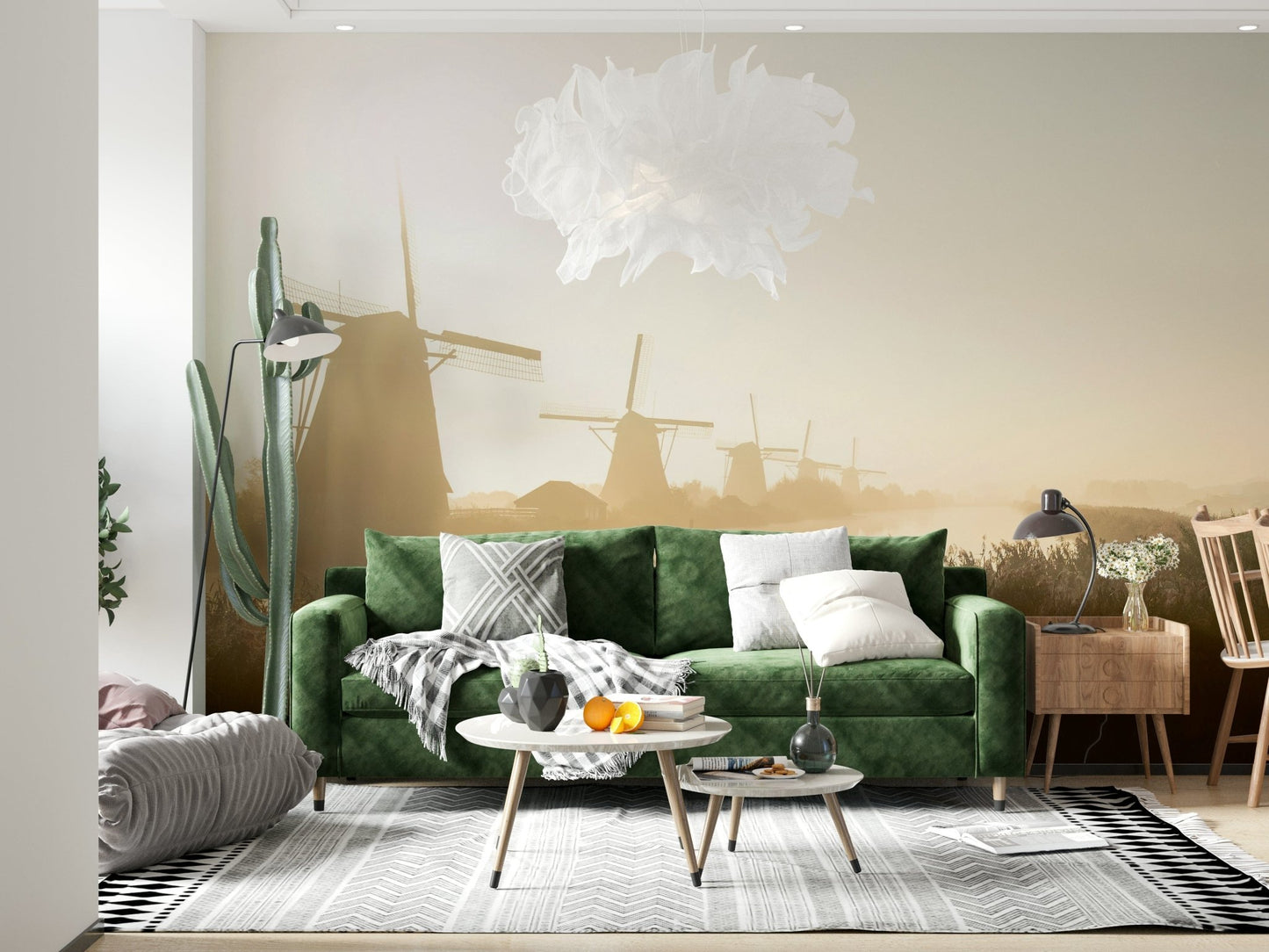 A contemplative gentle design wallpaper mural for a feature wall.