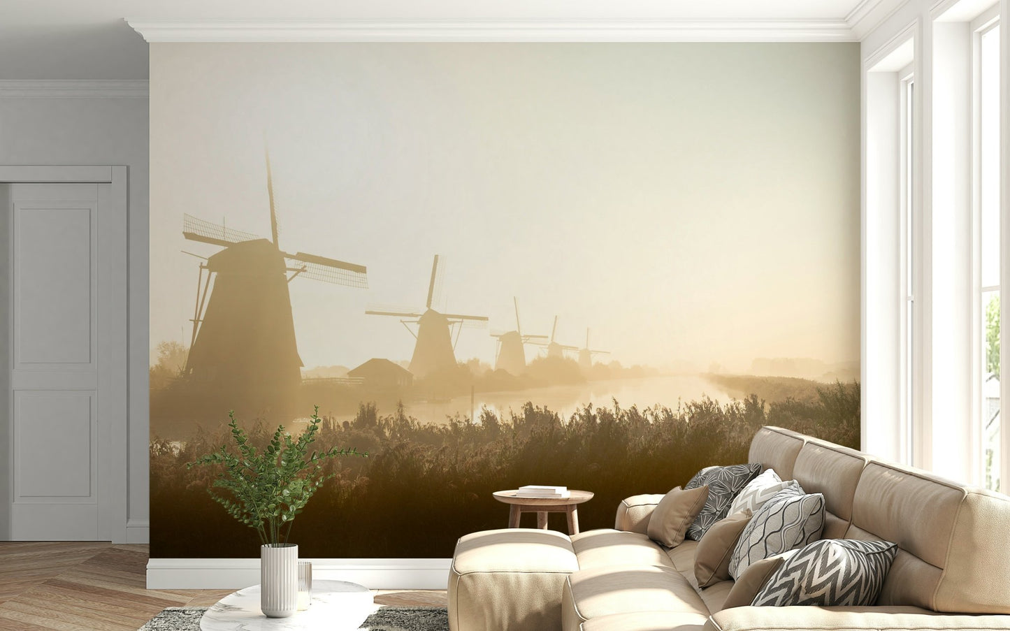 A classic windmill theme wallpaper for walls.