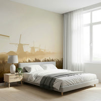 A graceful subtle pattern wall mural in warm, golden tones.