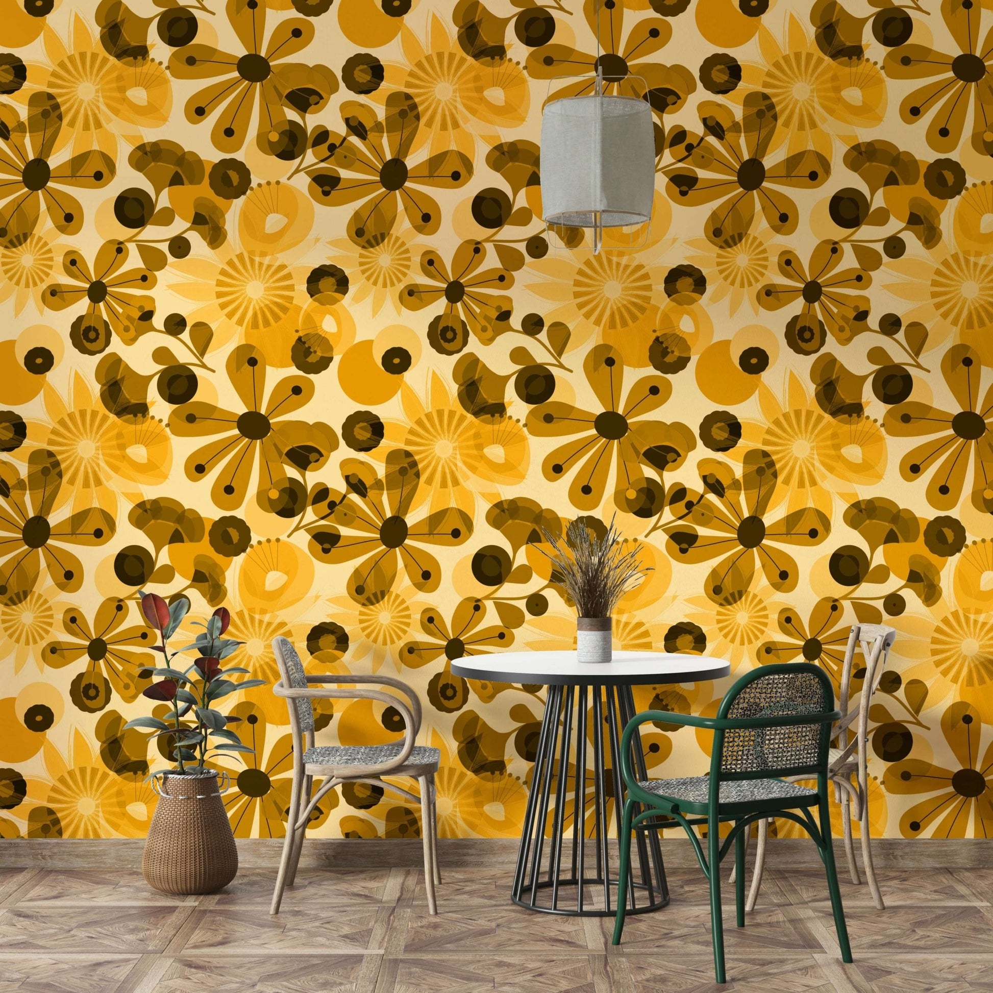 Warm tone floral wallpaper for walls

