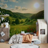 Nature-inspired floral mural wallpaper
