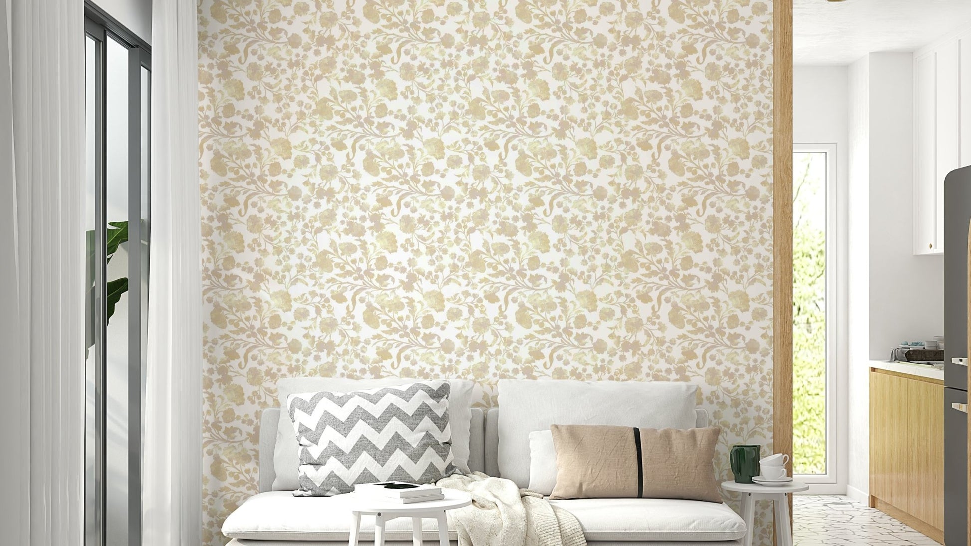 Golden hour floral wallpaper with warm tones

