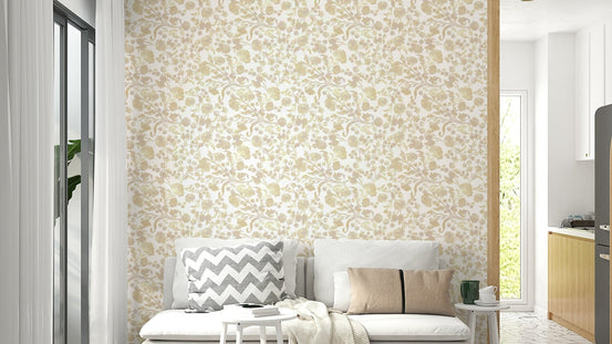 Golden hour floral wallpaper with warm tones, GD911