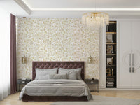 Soft bloom wallpaper in amber and blush shades

