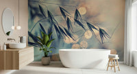 A contemplative floral pattern wallpaper mural for a feature wall.
