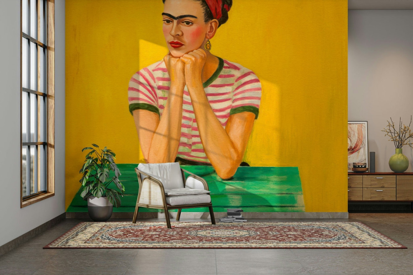 Golden Hour Contemplation mural with warm sunset glow

