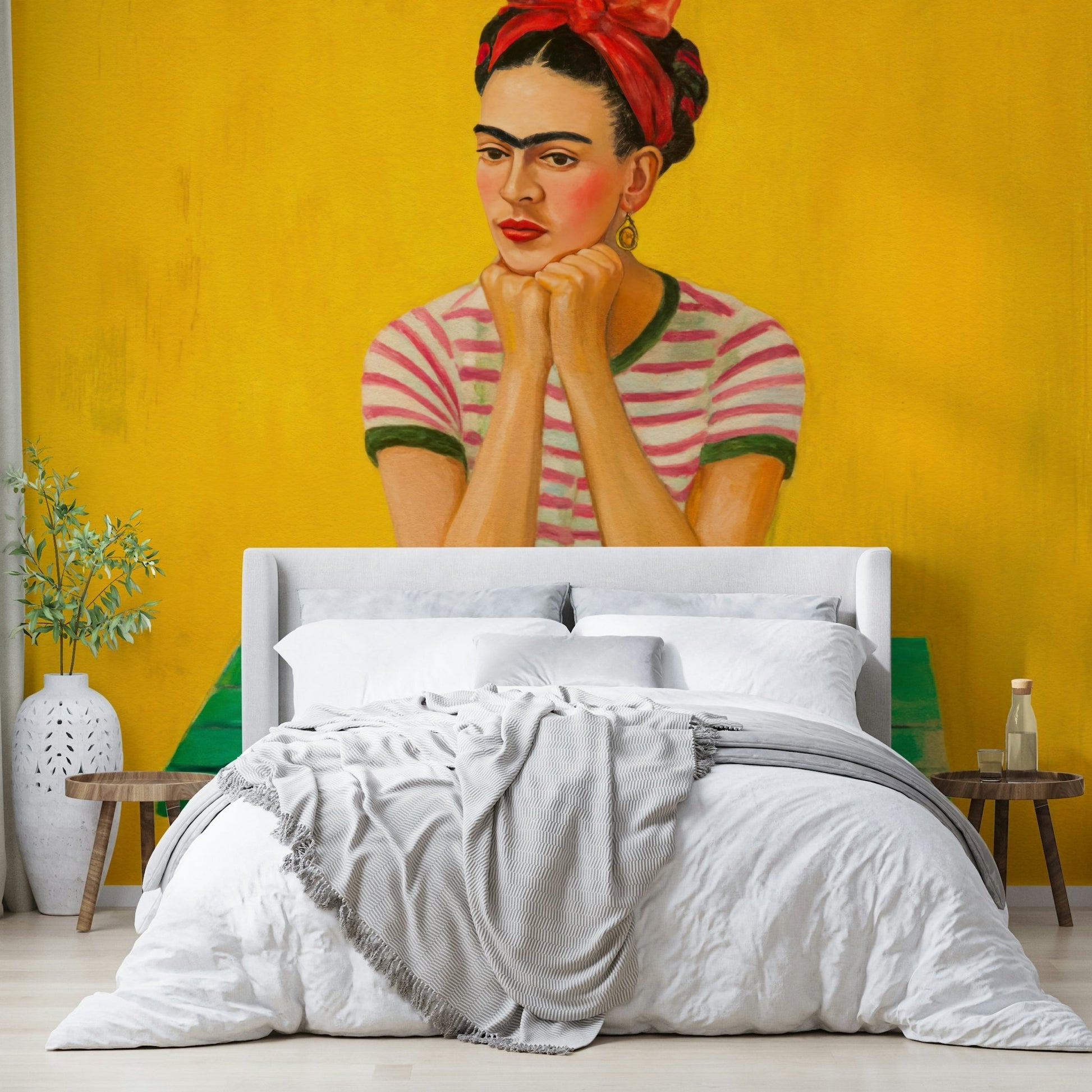 Muted sunset hues in reflective wall mural art

