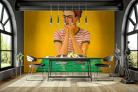 Peaceful space featuring Golden Hour Contemplation mural

