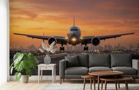 Golden Hour Flight: City Lights Ascend Wall Mural