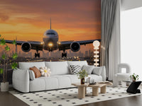Golden Hour Flight: City Lights Ascend Wall Mural