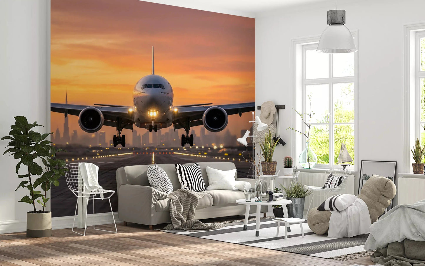 Golden Hour Flight: City Lights Ascend Wall Mural