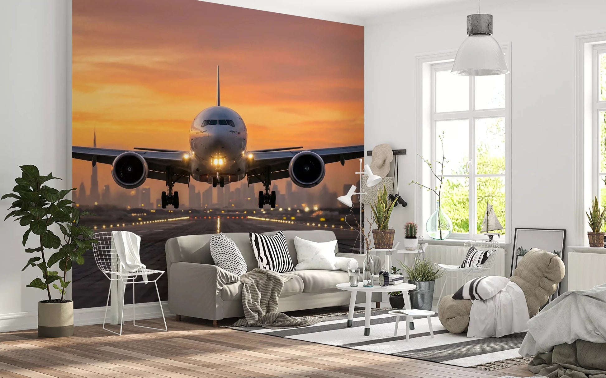 Golden Hour Flight: City Lights Ascend Wall Mural